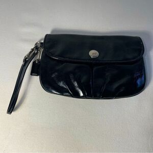 Coach black patent leather Wristlet